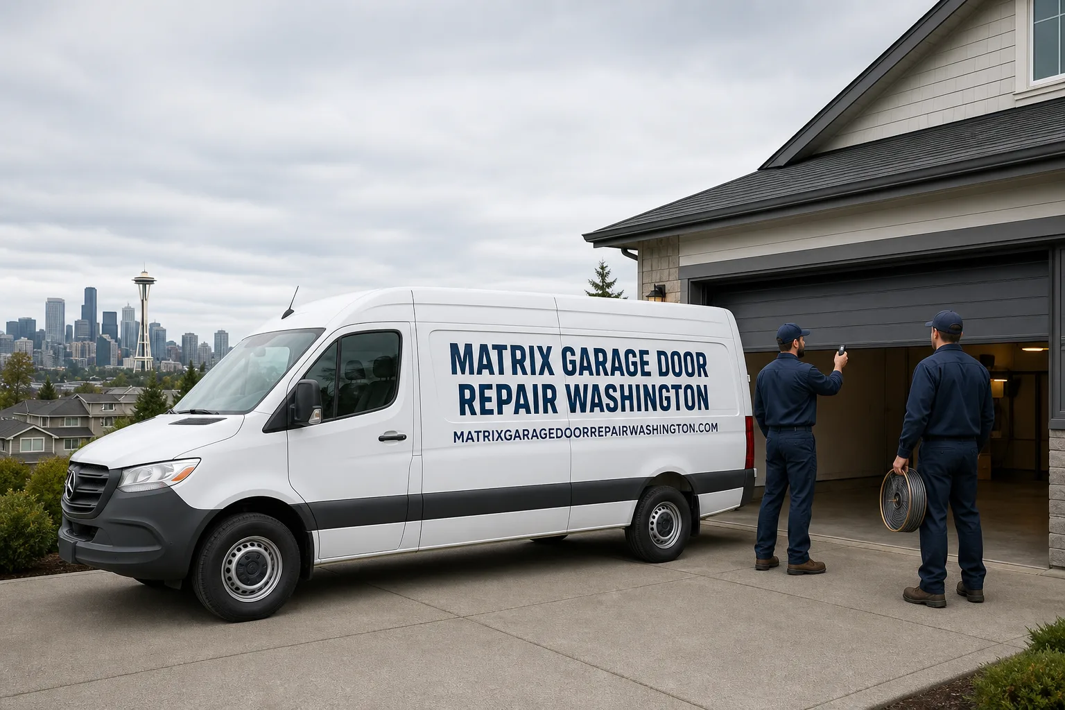 Matrix Garage Door Repair Washington service vehicle and crew in Washington, WA